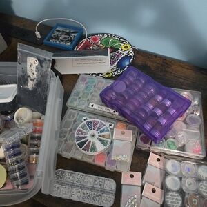 Nail art glitter decorations foil rhinestones